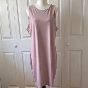SHEIN Sleeveless Midi Shift Dress in Dusty Pink